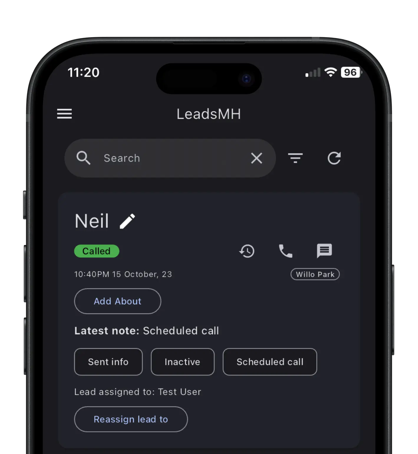 LeadsMH app home page