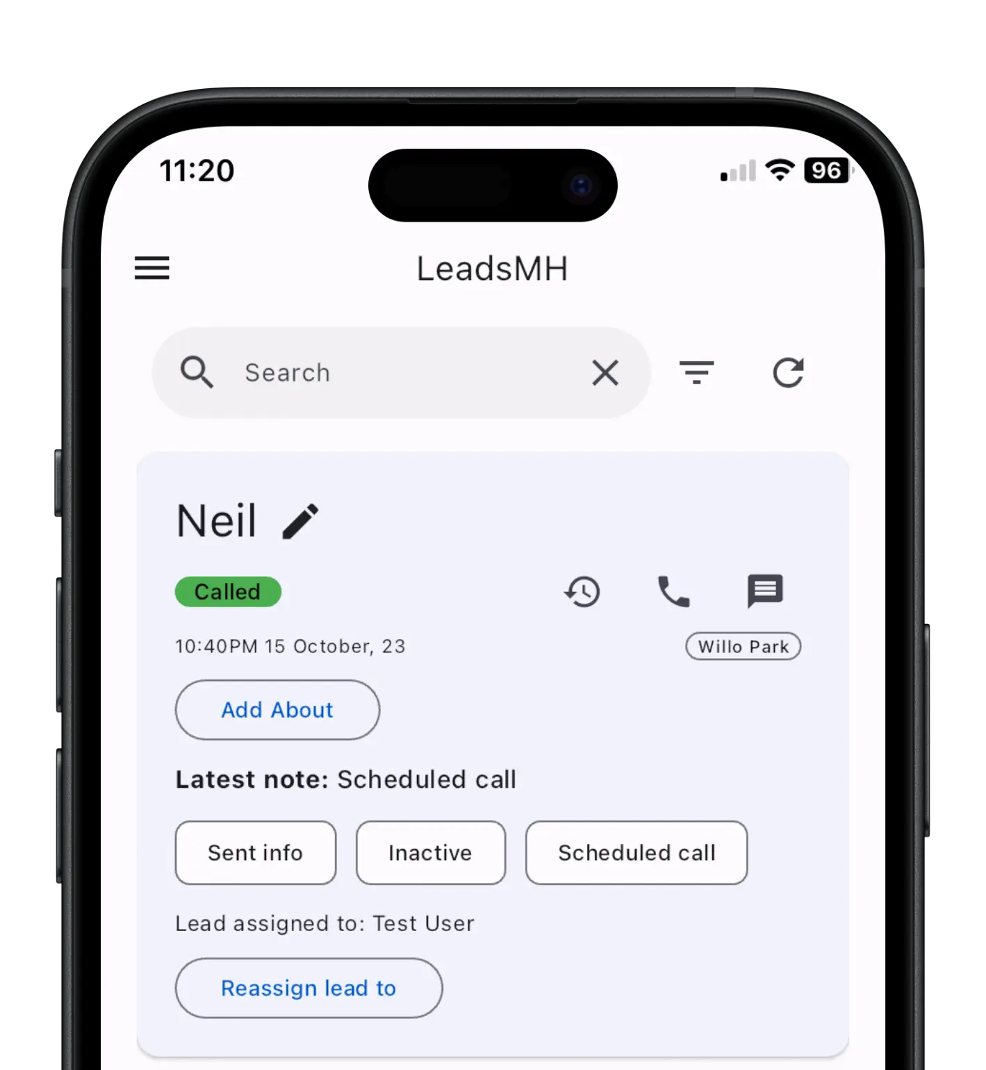 LeadsMH app home page